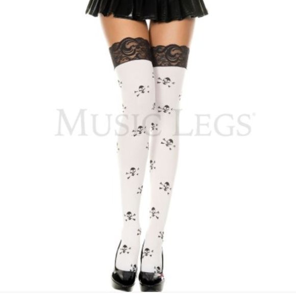 Music Legs Accessories - Skull Print Thigh Highs